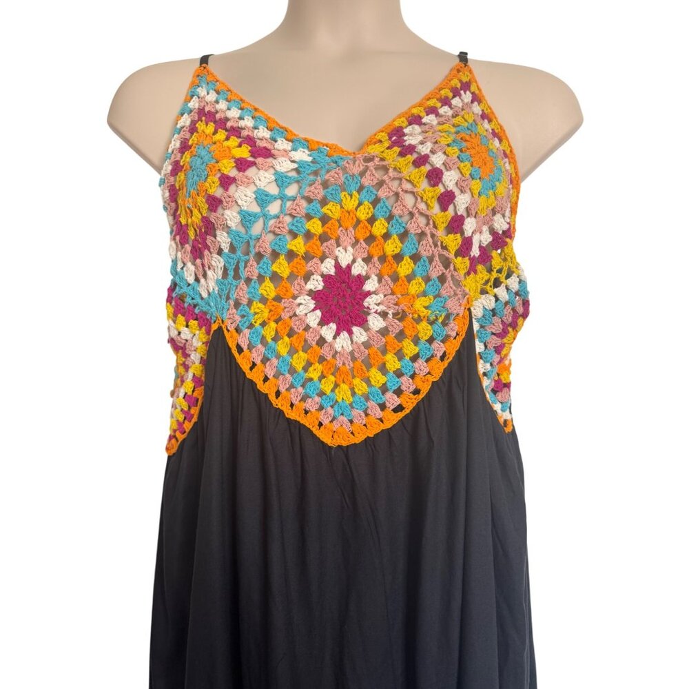 Raviya Crochet Swim Cover Up Size 0X Sundress Smocked Stretch Adjustable Straps - Picture 11 of 14